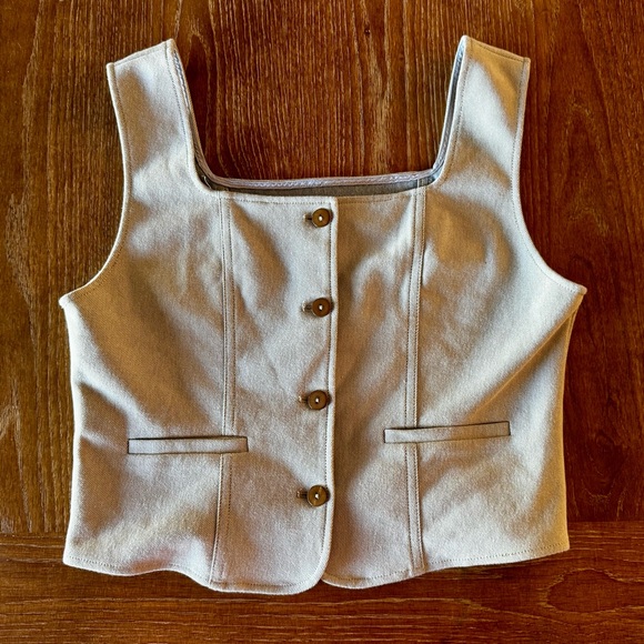 OGL taupe / stone cotton twill feminine vest XL - Picture 8 of 10